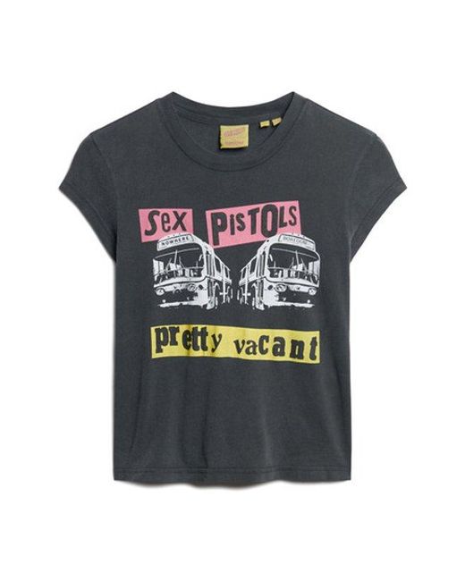 Superdry Gray Sex Pistols Limited Edition Cap Sleeve T-shirt