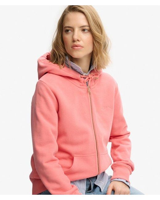 Superdry Essential Logo Hoodie Met Rits in het Red