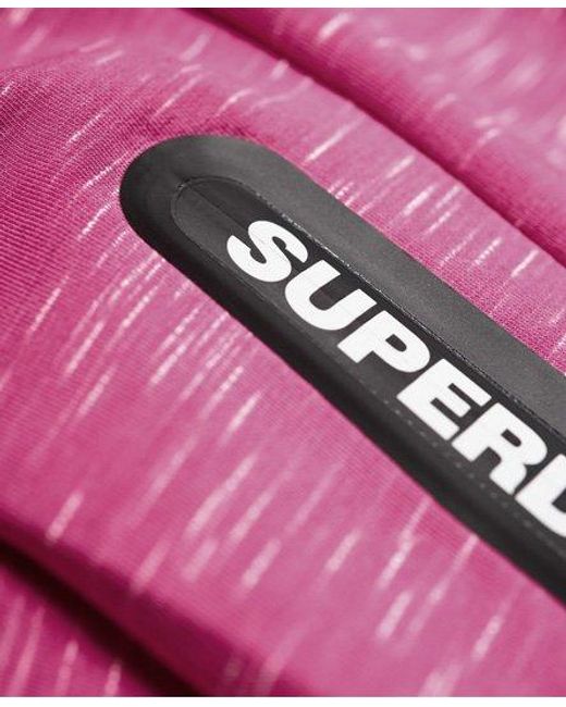 Superdry Pink Core Gym Tech Taped Funnel Hoodie Super Marl