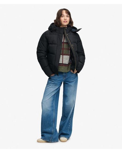 Superdry Black Premium Hooded Puffer Jacket
