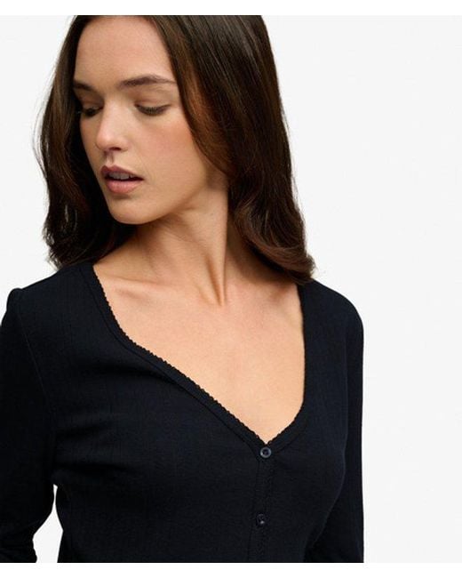 Superdry Black & Co Athletic Essential Pointelle Cardigan