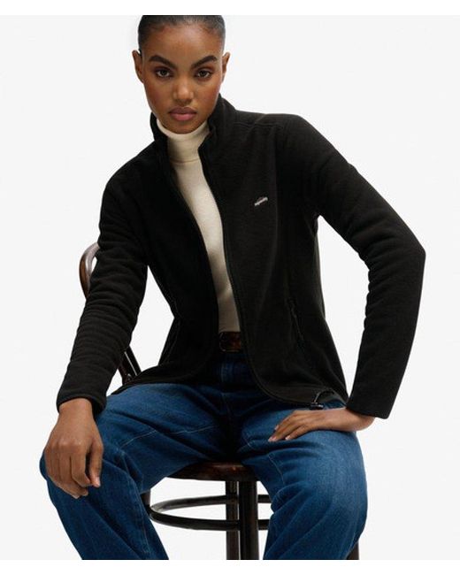 Superdry Black & Co Classic Embroidered Logo Polar Fleece Full Zip Jacket