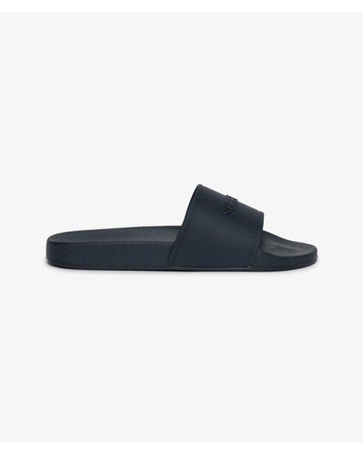 Superdry Blue Premium Graphic Pool Sliders for men
