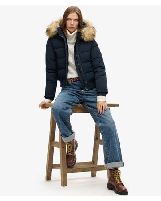 Superdry Blue Everest Hooded Bomber Jacket