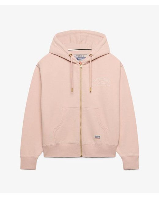 Superdry Pink & Co Luxe Casual Zip Hoodie