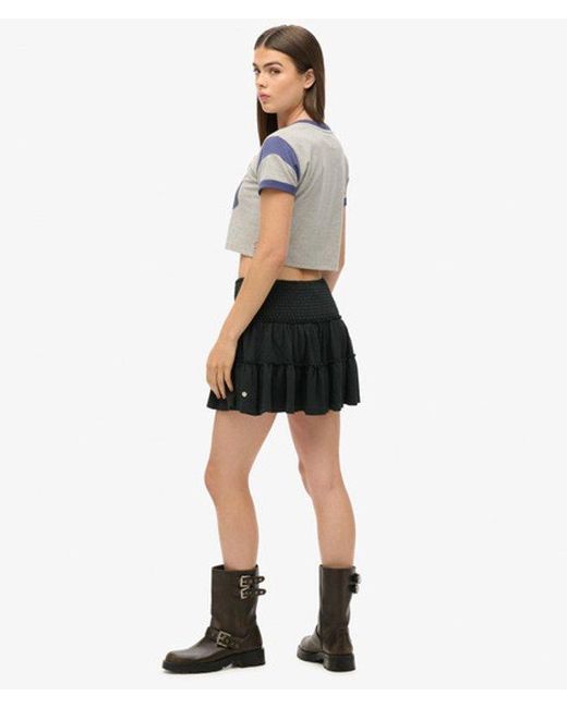 Superdry White Tiered Jersey Mini Skirt