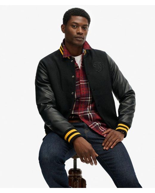 Superdry Black Classic Varsity Bomber Jacket for men