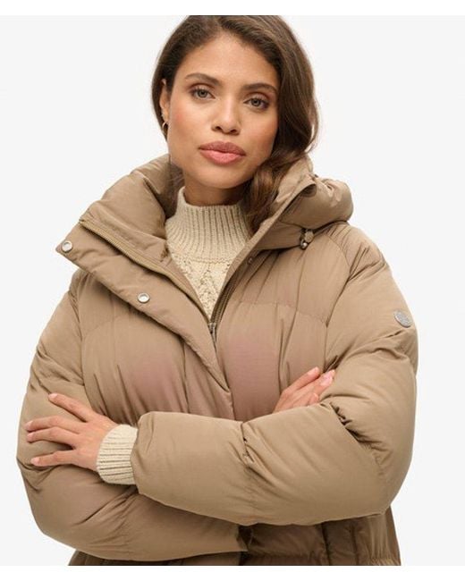 Superdry Natural & Co Classic Long Hooded Puffer Coat
