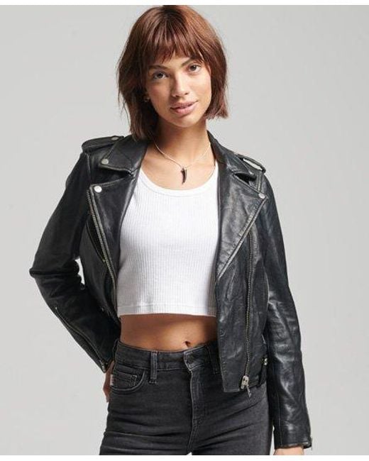 superdry rylee leather biker