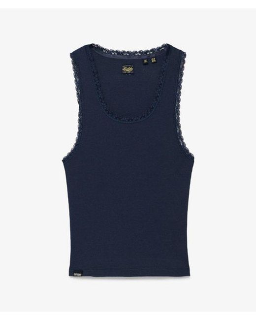 Superdry Blue & Co Vintage Lace Trim Vest