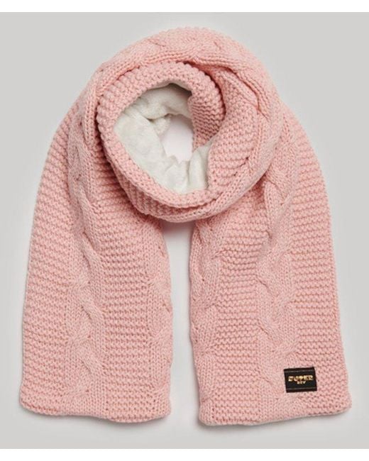 Superdry Pink & Co Cable Knit Scarf