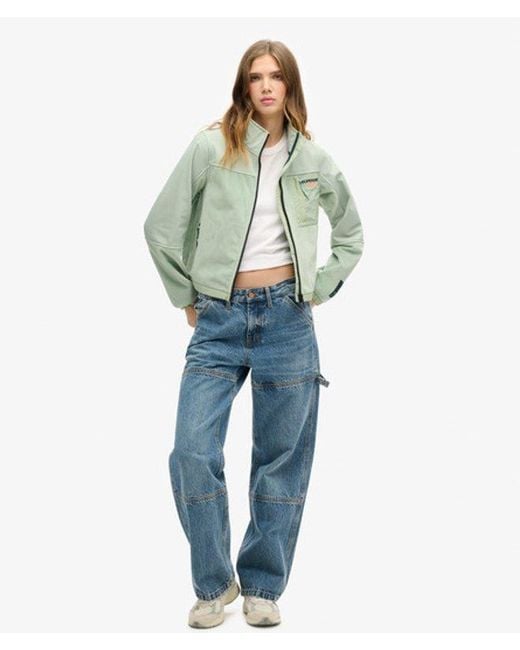 Superdry Green Ladies Classic Embroidered Hybrid Trekker Jacket