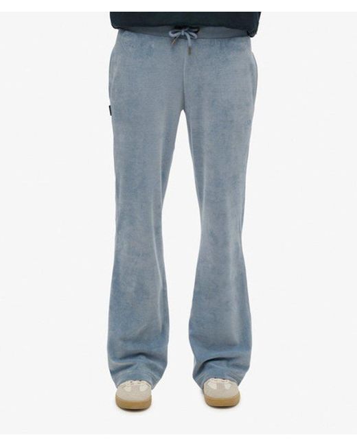 Superdry Blue Velour Wide Leg Joggers