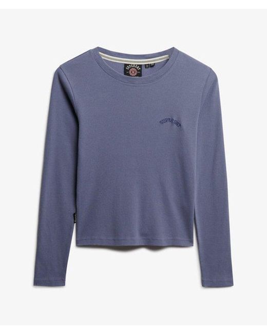 Superdry Blue & Co Athletic Essentials Logo Garment Dyed Ribbed Top