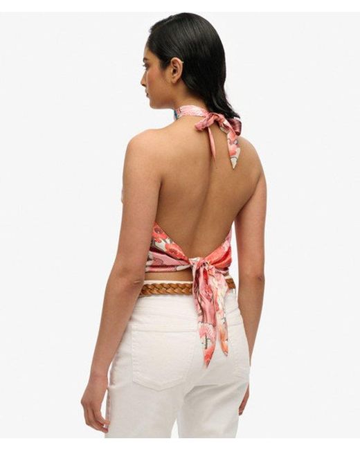 Superdry Pink & Co Jacquard Halter Top