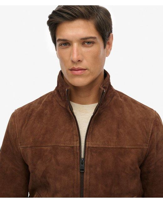 Superdry Blue & Co Modern Leather Sports Jacket for men