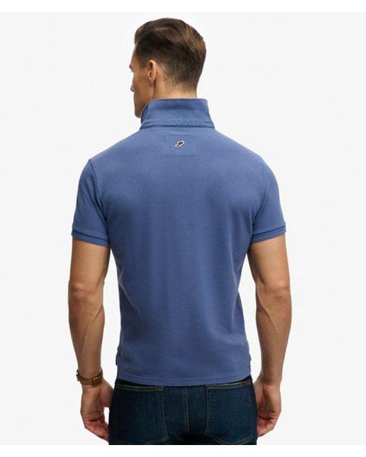 Superdry Blue Classic Pique Polo Shirt for men