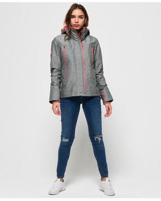 Superdry Gray Pop Zip Velocity Sd-Windcheater Jacket Mega Grit/Shock Coral