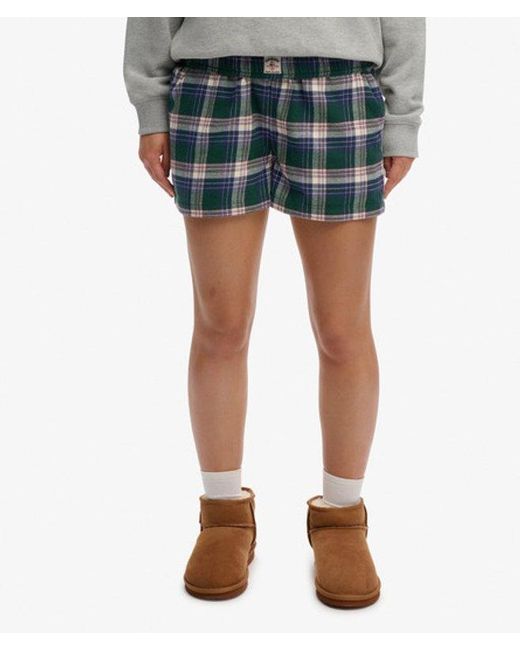 Superdry Green & Co Cotton Check Elastic Shorts