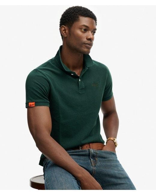 Superdry Green Vintage Destroy Polo Shirt for men