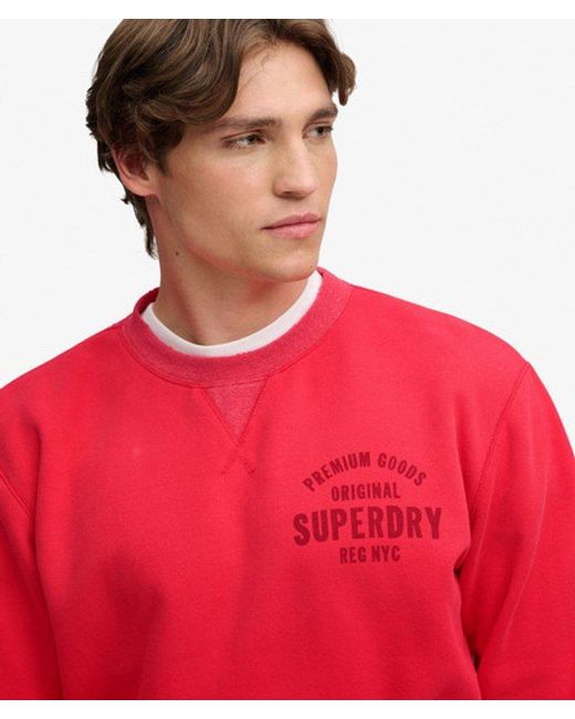 Superdry Red & Co Block Text Crew Neck Sweatshirt for men