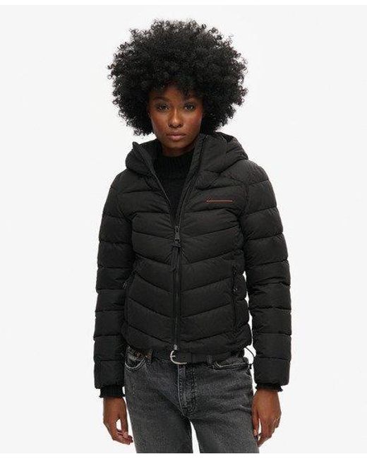 Superdry Gewatteerd Jack Van Microvezel Met Capuchon in het Black