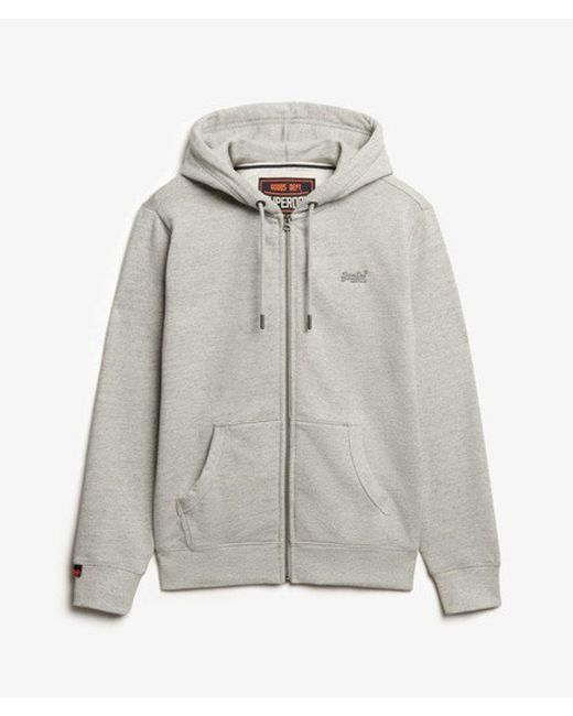 Superdry Gray & Co Essential Logo Half Brushed Zip Hoodie for men