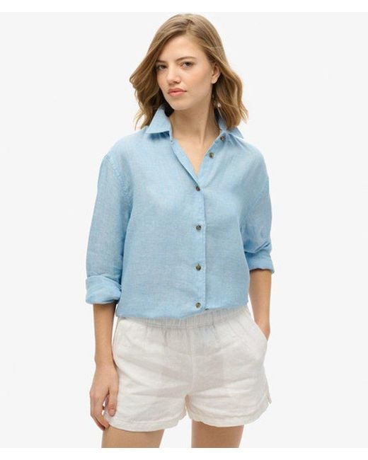 Superdry Blue & Co Casual Linen Boyfriend Shirt