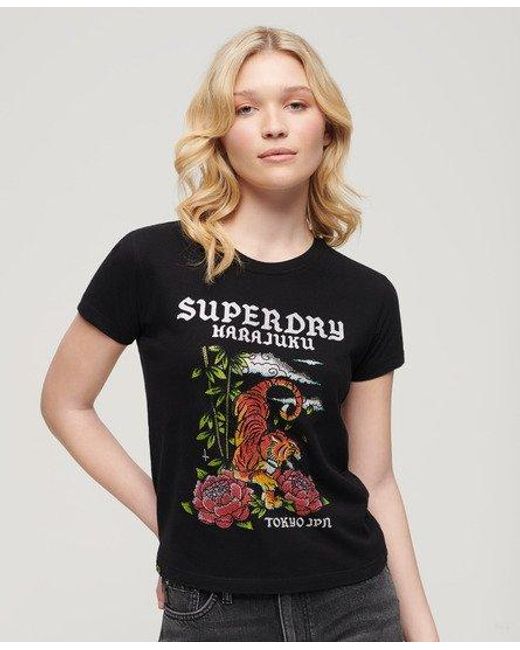 Superdry Black Tattoo Rhinestone T-shirt
