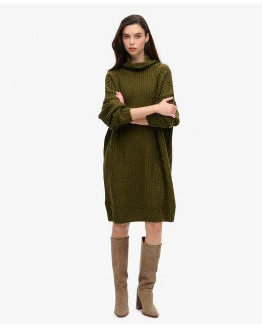 Superdry Green Chunky Rib Knit Jumper Dress