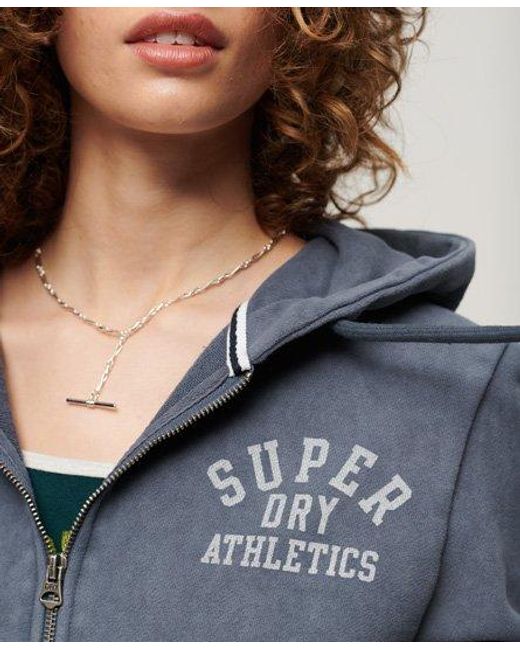 Superdry Blue Athletic Essentials Crop Zip Hoodie