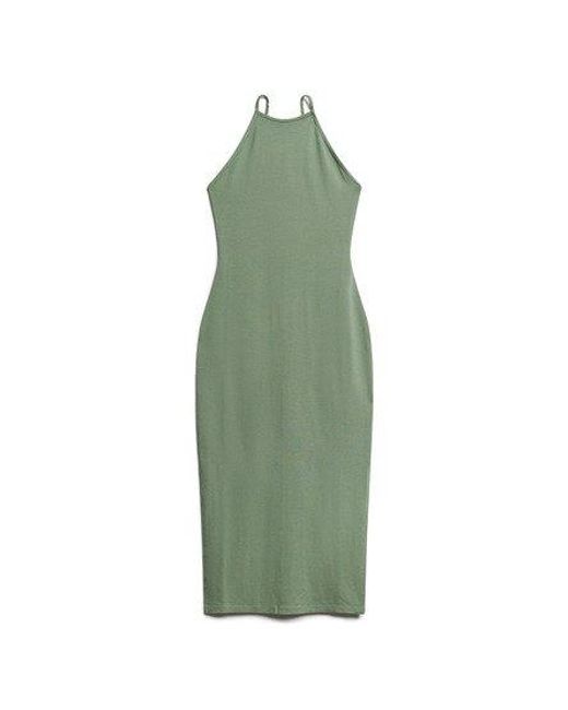 Superdry Green Jersey Lace Back Midi Dress