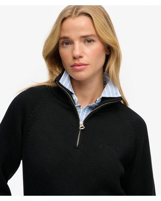 Superdry Black & Co Essential Half Zip Knit Jumper