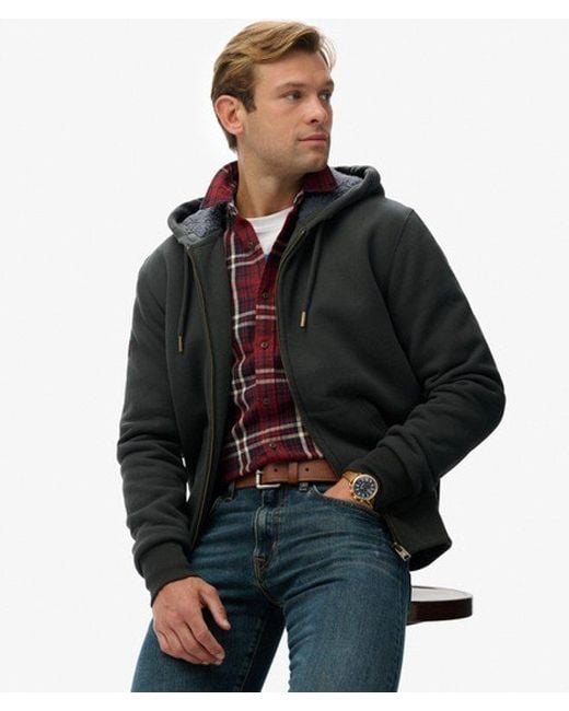 Superdry Hoodie Met Borgvoering En Rits in het Black voor heren