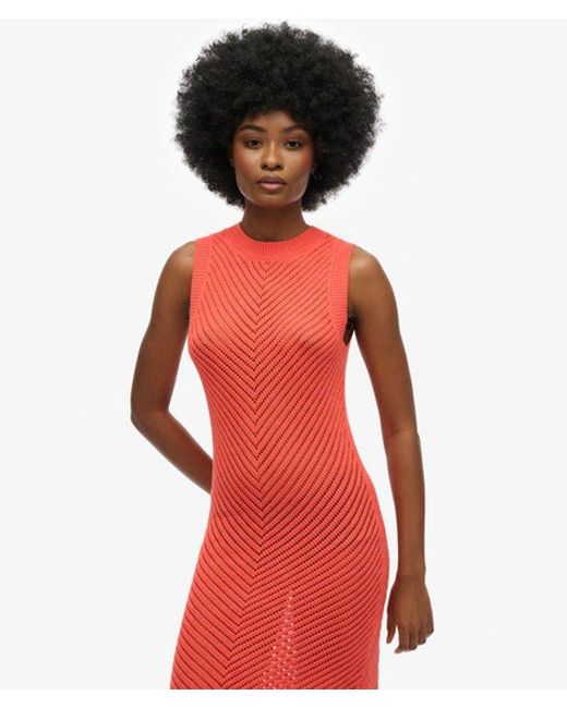 Superdry Red & Co Chevron Crochet Mini Dress