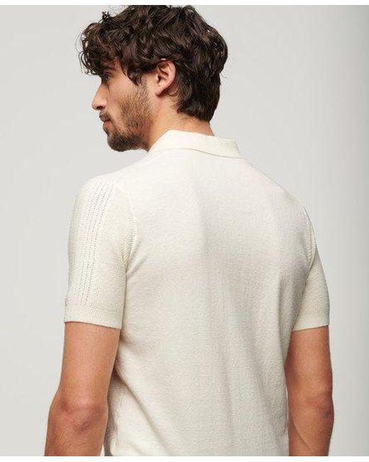 Superdry White Short Sleeve Knitted Polo Shirt for men