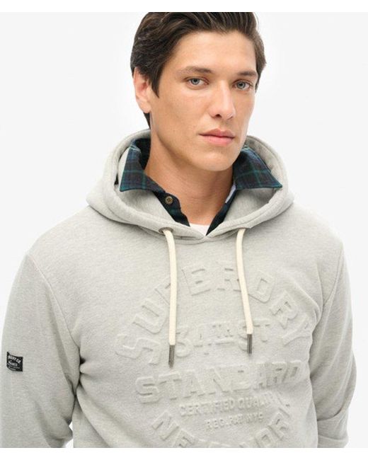 Superdry Gray & Co Embossed Logo Graphic Hoodie for men