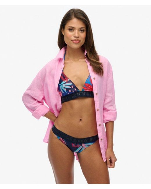Femme Haut De Bikini Triangle À Logo Taille Superdry en coloris Red