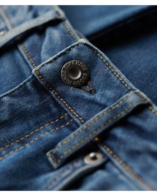 Superdry Blue Cotton High Rise Skinny Denim Jeans