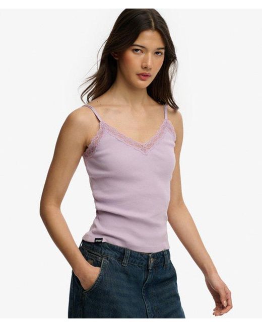 Superdry Purple & Co Essential Lace Trim Cami Top