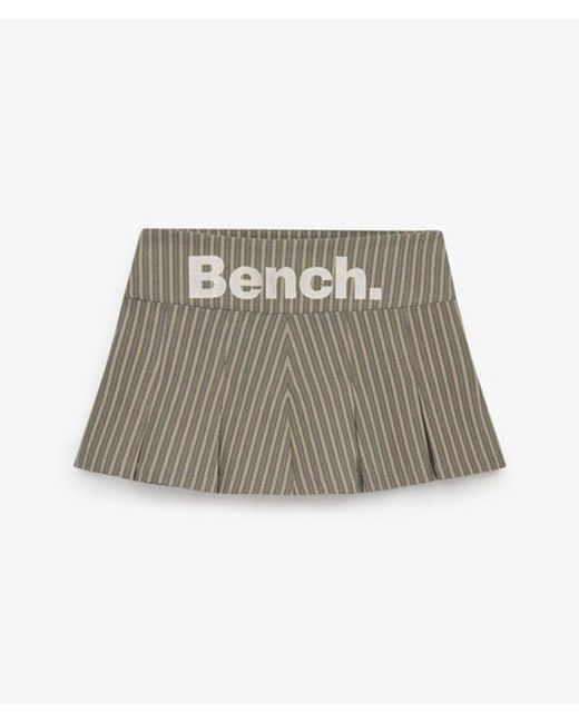 Superdry Gray Bench X & Co Bench Logo Pleated Stripe Mini Skirt