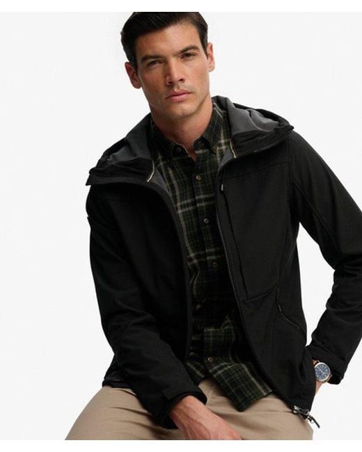 Superdry Black & Co Hooded Softshell Trekker Jacket for men