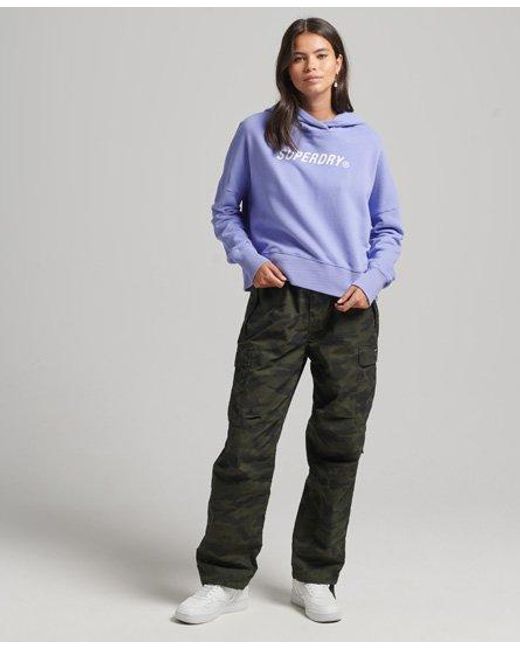 Superdry Blue Code Core Sport Crop Box Hoodie Jacaranda