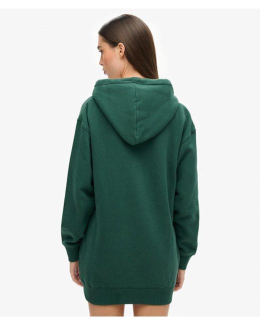 Superdry Green Luxe Metallic Logo Hoodie Dress