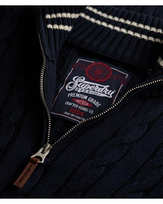 Superdry Blue & Co Organic Cotton Classic Cable Half-zip Jumper for men