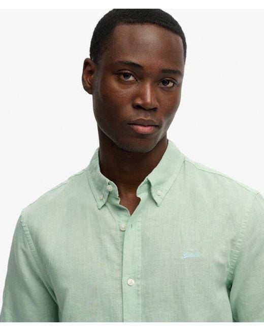 Superdry Green & Co Cotton Linen Short Sleeve Shirt for men