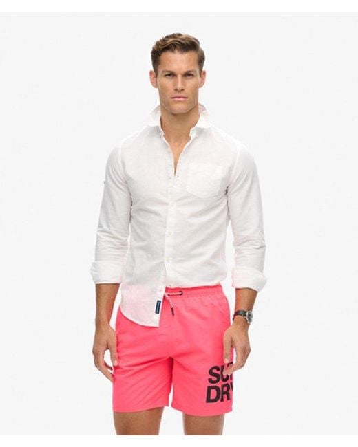 Superdry Gerecyclede Sportswear Zwemshort Met Logo - 43 Cm in het Red voor heren