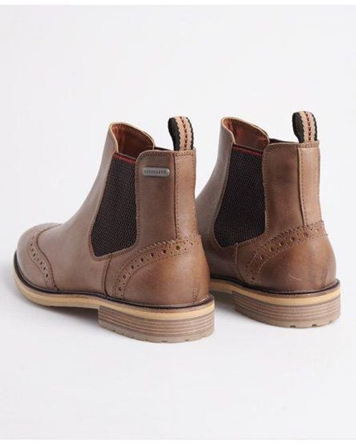 Superdry Brown Brad Brogue Chelsea Boot for men
