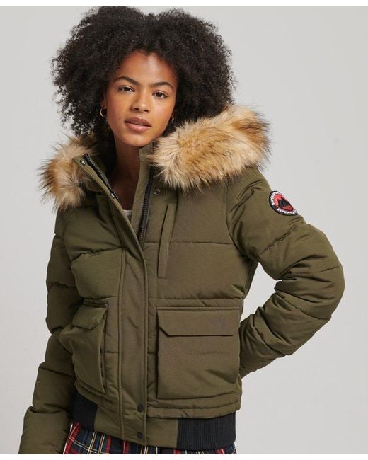 Superdry Everest Hooded Puffer Bomber Jacket Green Lyst