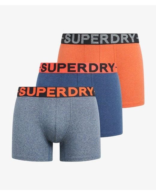 Superdry Blue Organic Cotton Boxer Triple Pack for men
